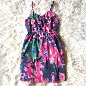 Alice + Olivia Floral Silk Faux Wrap Dress